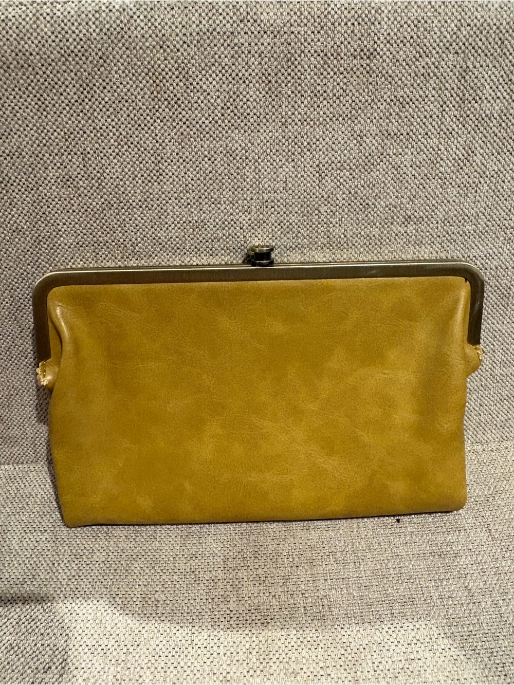 Vintage Mustard Leather Frame Clutch - Women Bags